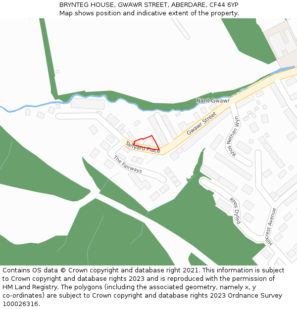 BRYNTEG HOUSE, GWAWR STREET, ABERDARE, CF44 6YP: Location map and indicative extent of plot