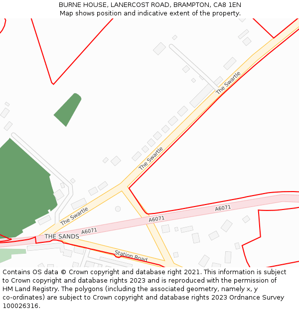 BURNE HOUSE, LANERCOST ROAD, BRAMPTON, CA8 1EN: Location map and indicative extent of plot