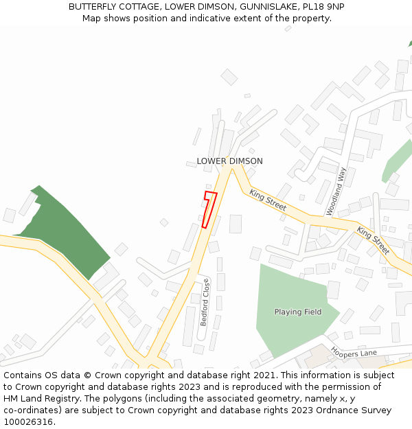 BUTTERFLY COTTAGE, LOWER DIMSON, GUNNISLAKE, PL18 9NP: Location map and indicative extent of plot