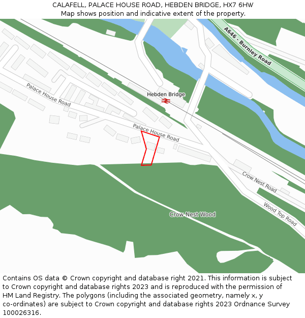 CALAFELL, PALACE HOUSE ROAD, HEBDEN BRIDGE, HX7 6HW: Location map and indicative extent of plot