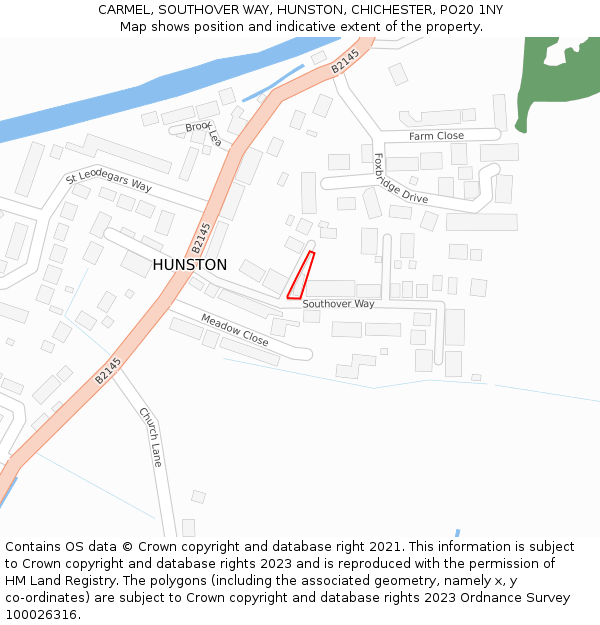 CARMEL, SOUTHOVER WAY, HUNSTON, CHICHESTER, PO20 1NY: Location map and indicative extent of plot