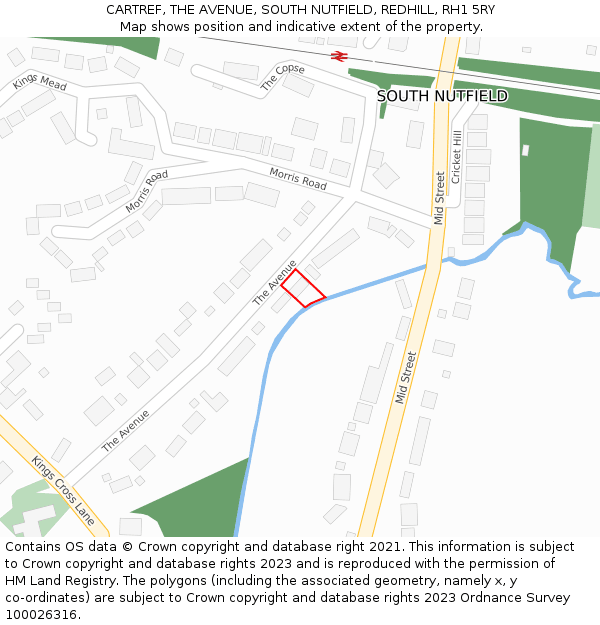 CARTREF, THE AVENUE, SOUTH NUTFIELD, REDHILL, RH1 5RY: Location map and indicative extent of plot