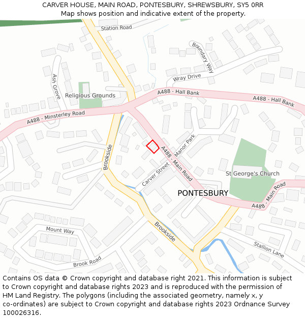 CARVER HOUSE, MAIN ROAD, PONTESBURY, SHREWSBURY, SY5 0RR: Location map and indicative extent of plot