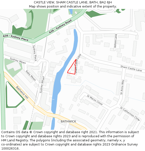 CASTLE VIEW, SHAM CASTLE LANE, BATH, BA2 6JH: Location map and indicative extent of plot