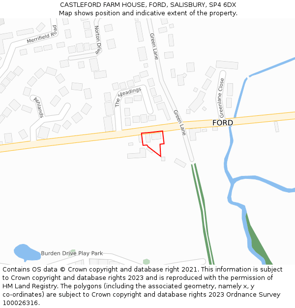 CASTLEFORD FARM HOUSE, FORD, SALISBURY, SP4 6DX: Location map and indicative extent of plot