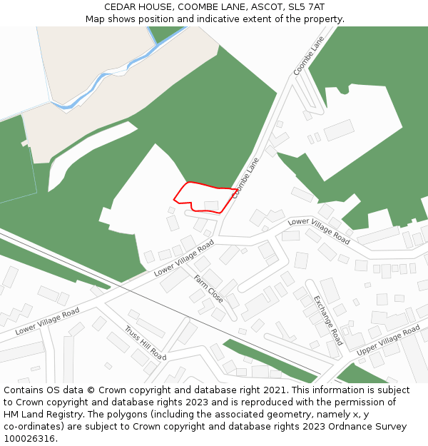 CEDAR HOUSE, COOMBE LANE, ASCOT, SL5 7AT: Location map and indicative extent of plot