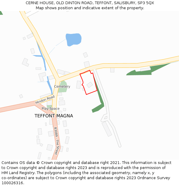 CERNE HOUSE, OLD DINTON ROAD, TEFFONT, SALISBURY, SP3 5QX: Location map and indicative extent of plot