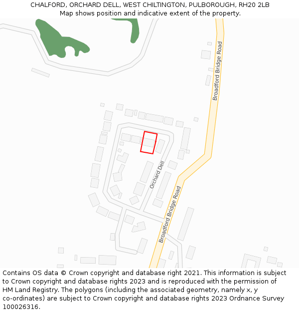 CHALFORD, ORCHARD DELL, WEST CHILTINGTON, PULBOROUGH, RH20 2LB: Location map and indicative extent of plot