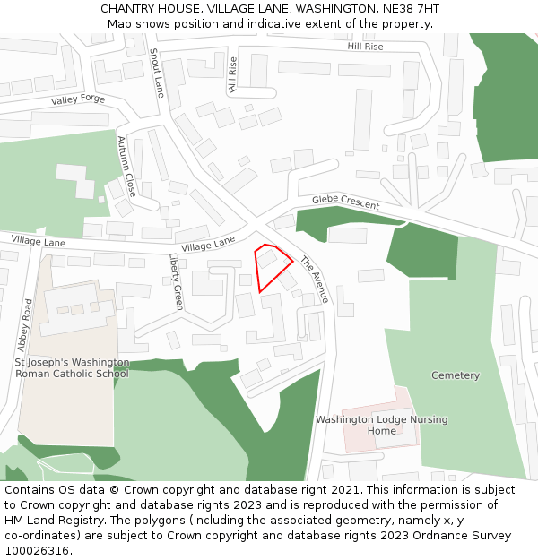 CHANTRY HOUSE, VILLAGE LANE, WASHINGTON, NE38 7HT: Location map and indicative extent of plot