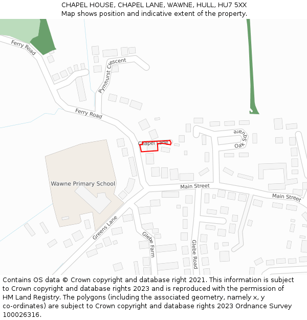 CHAPEL HOUSE, CHAPEL LANE, WAWNE, HULL, HU7 5XX: Location map and indicative extent of plot