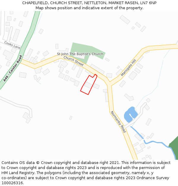 CHAPELFIELD, CHURCH STREET, NETTLETON, MARKET RASEN, LN7 6NP: Location map and indicative extent of plot