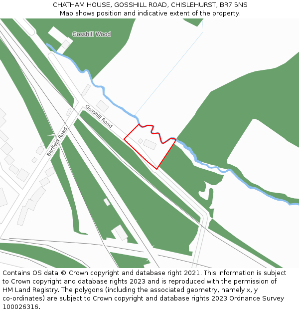 CHATHAM HOUSE, GOSSHILL ROAD, CHISLEHURST, BR7 5NS: Location map and indicative extent of plot