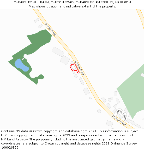 CHEARSLEY HILL BARN, CHILTON ROAD, CHEARSLEY, AYLESBURY, HP18 0DN: Location map and indicative extent of plot