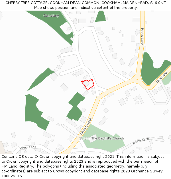 CHERRY TREE COTTAGE, COOKHAM DEAN COMMON, COOKHAM, MAIDENHEAD, SL6 9NZ: Location map and indicative extent of plot