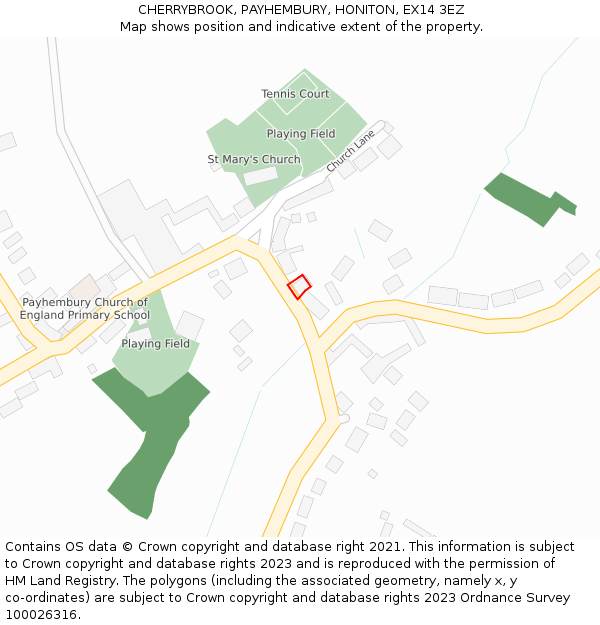 CHERRYBROOK, PAYHEMBURY, HONITON, EX14 3EZ: Location map and indicative extent of plot