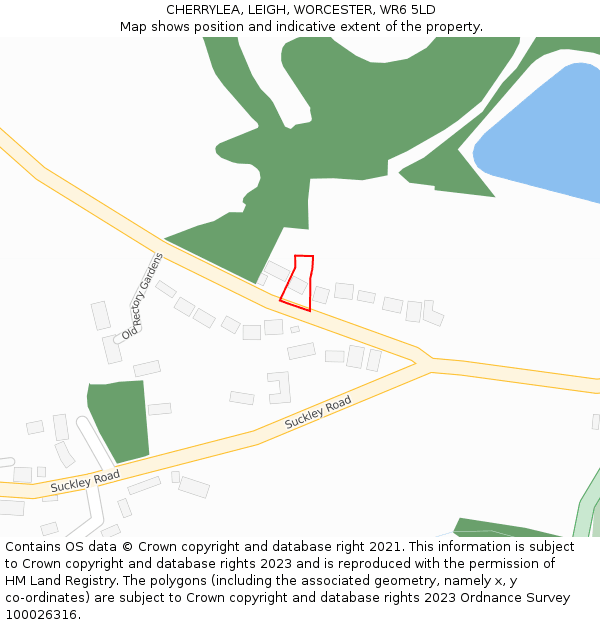 CHERRYLEA, LEIGH, WORCESTER, WR6 5LD: Location map and indicative extent of plot