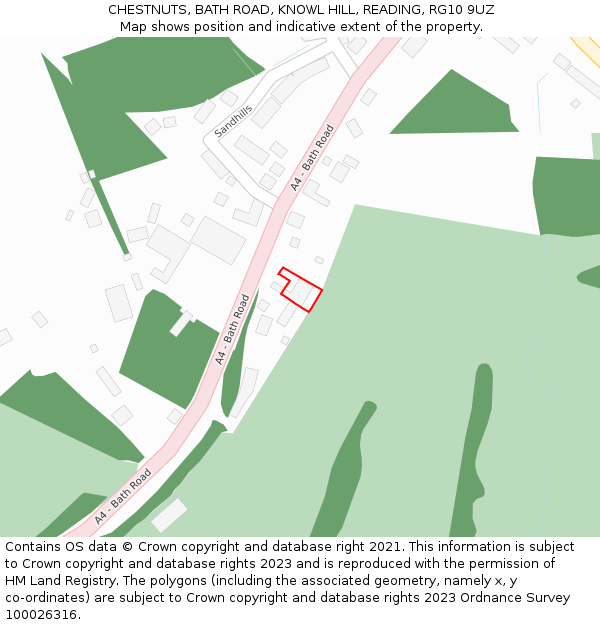 CHESTNUTS, BATH ROAD, KNOWL HILL, READING, RG10 9UZ: Location map and indicative extent of plot