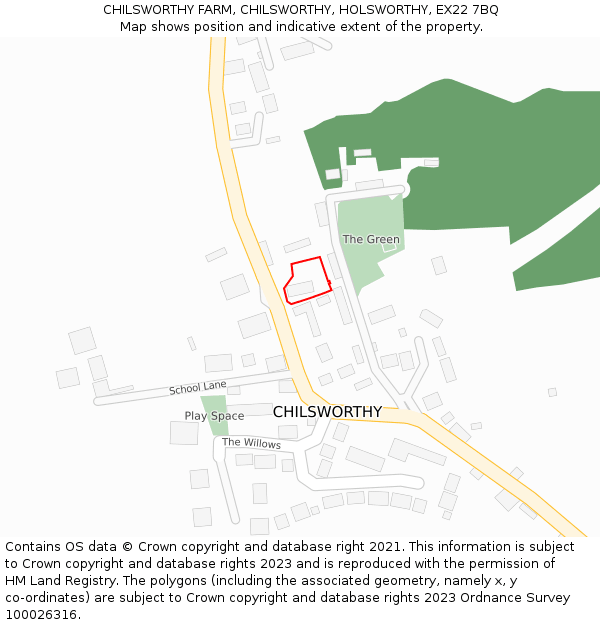 CHILSWORTHY FARM, CHILSWORTHY, HOLSWORTHY, EX22 7BQ: Location map and indicative extent of plot