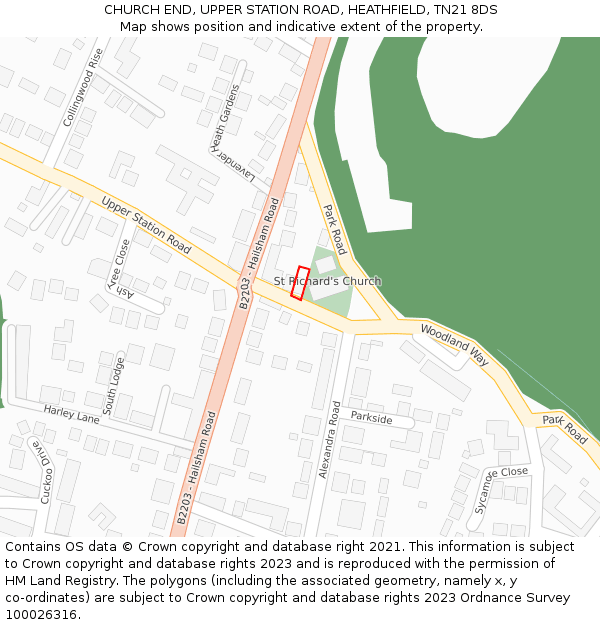 CHURCH END, UPPER STATION ROAD, HEATHFIELD, TN21 8DS: Location map and indicative extent of plot