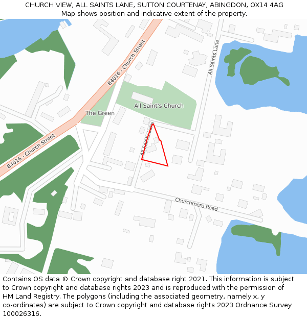 CHURCH VIEW, ALL SAINTS LANE, SUTTON COURTENAY, ABINGDON, OX14 4AG: Location map and indicative extent of plot