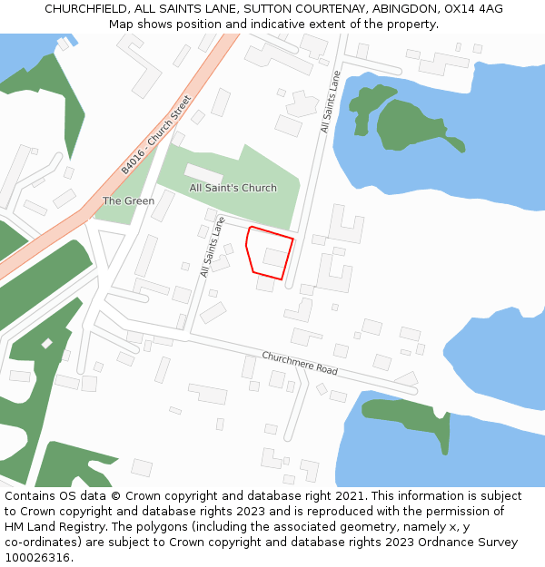 CHURCHFIELD, ALL SAINTS LANE, SUTTON COURTENAY, ABINGDON, OX14 4AG: Location map and indicative extent of plot