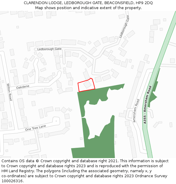 CLARENDON LODGE, LEDBOROUGH GATE, BEACONSFIELD, HP9 2DQ: Location map and indicative extent of plot