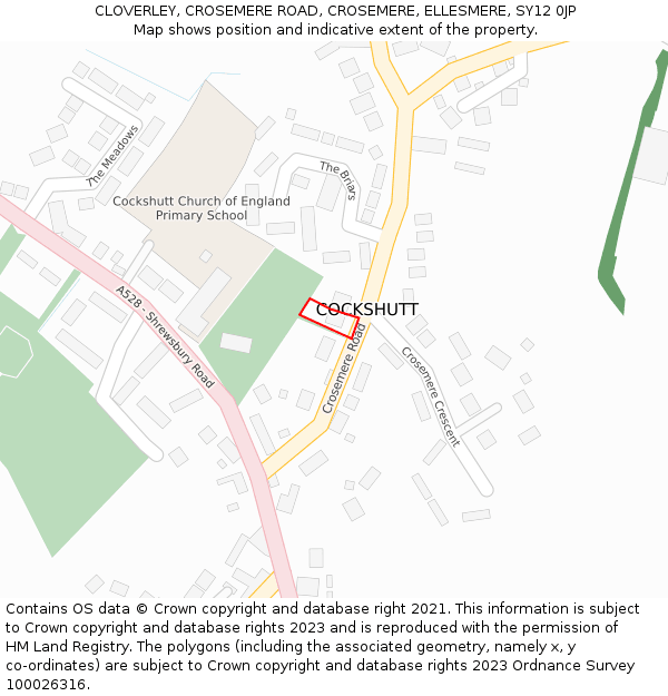 CLOVERLEY, CROSEMERE ROAD, CROSEMERE, ELLESMERE, SY12 0JP: Location map and indicative extent of plot