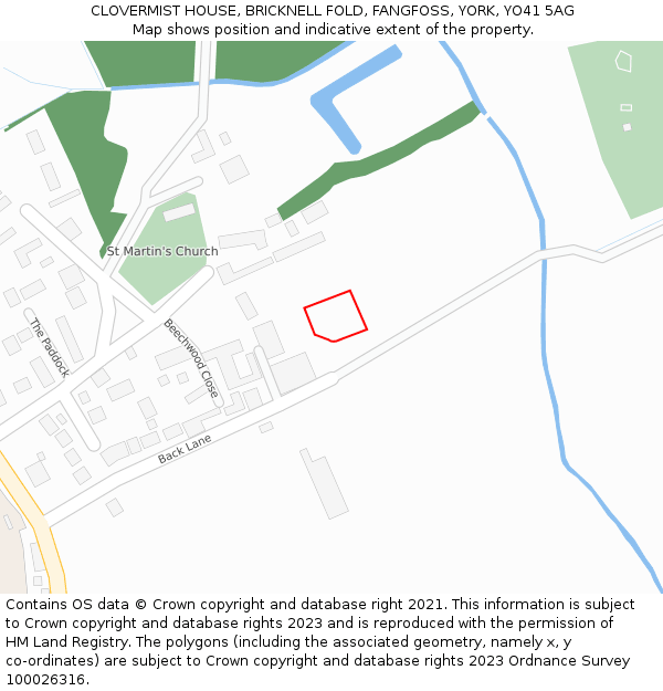 CLOVERMIST HOUSE, BRICKNELL FOLD, FANGFOSS, YORK, YO41 5AG: Location map and indicative extent of plot