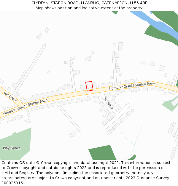 CLYDFAN, STATION ROAD, LLANRUG, CAERNARFON, LL55 4BE: Location map and indicative extent of plot