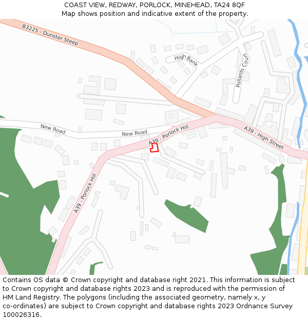 COAST VIEW, REDWAY, PORLOCK, MINEHEAD, TA24 8QF: Location map and indicative extent of plot