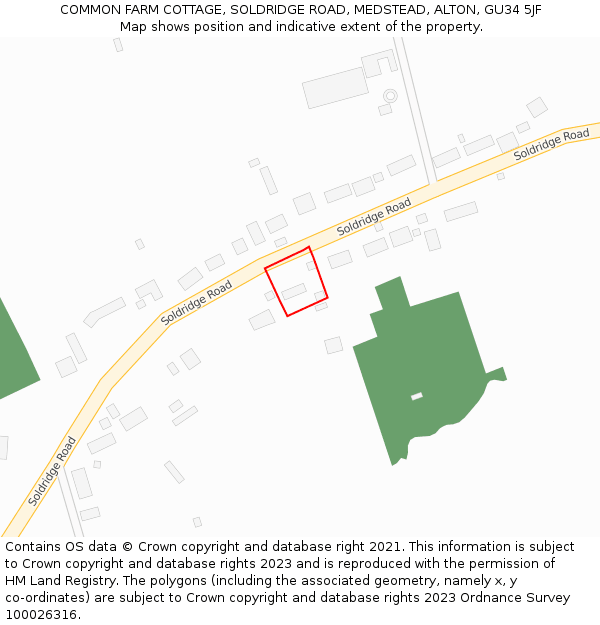 COMMON FARM COTTAGE, SOLDRIDGE ROAD, MEDSTEAD, ALTON, GU34 5JF: Location map and indicative extent of plot