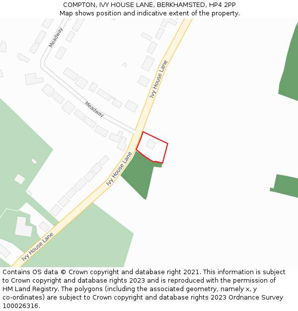 COMPTON, IVY HOUSE LANE, BERKHAMSTED, HP4 2PP: Location map and indicative extent of plot