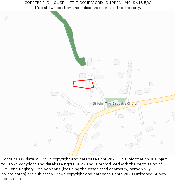 COPPERFIELD HOUSE, LITTLE SOMERFORD, CHIPPENHAM, SN15 5JW: Location map and indicative extent of plot