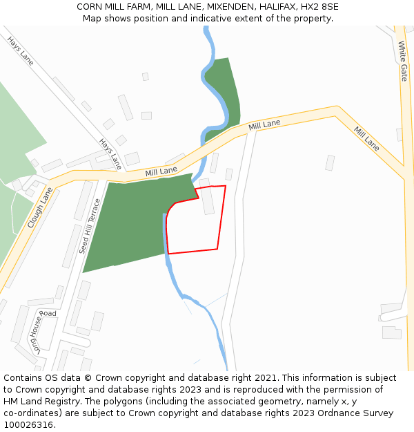 CORN MILL FARM, MILL LANE, MIXENDEN, HALIFAX, HX2 8SE: Location map and indicative extent of plot