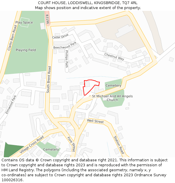 COURT HOUSE, LODDISWELL, KINGSBRIDGE, TQ7 4RL: Location map and indicative extent of plot