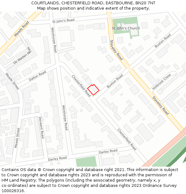 COURTLANDS, CHESTERFIELD ROAD, EASTBOURNE, BN20 7NT: Location map and indicative extent of plot