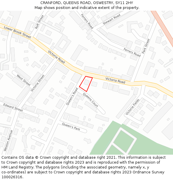 CRANFORD, QUEENS ROAD, OSWESTRY, SY11 2HY: Location map and indicative extent of plot