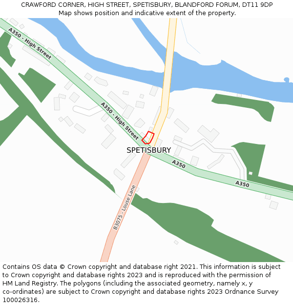 CRAWFORD CORNER, HIGH STREET, SPETISBURY, BLANDFORD FORUM, DT11 9DP: Location map and indicative extent of plot