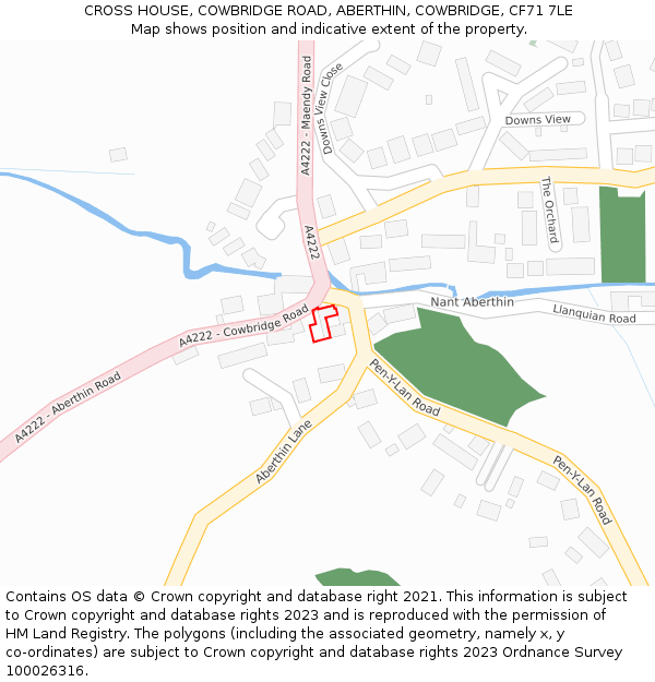 CROSS HOUSE, COWBRIDGE ROAD, ABERTHIN, COWBRIDGE, CF71 7LE: Location map and indicative extent of plot