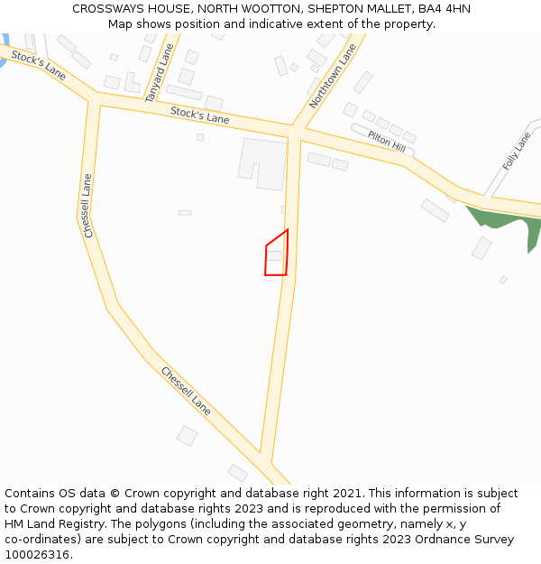 CROSSWAYS HOUSE, NORTH WOOTTON, SHEPTON MALLET, BA4 4HN: Location map and indicative extent of plot