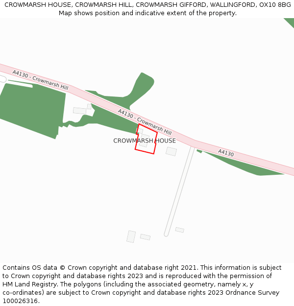 CROWMARSH HOUSE, CROWMARSH HILL, CROWMARSH GIFFORD, WALLINGFORD, OX10 8BG: Location map and indicative extent of plot