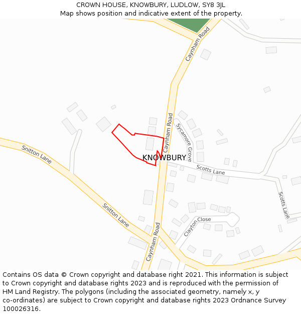 CROWN HOUSE, KNOWBURY, LUDLOW, SY8 3JL: Location map and indicative extent of plot