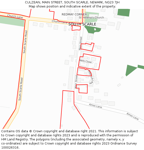 CULZEAN, MAIN STREET, SOUTH SCARLE, NEWARK, NG23 7JH: Location map and indicative extent of plot