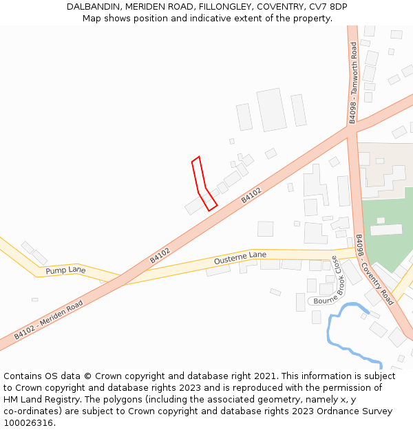 DALBANDIN, MERIDEN ROAD, FILLONGLEY, COVENTRY, CV7 8DP: Location map and indicative extent of plot