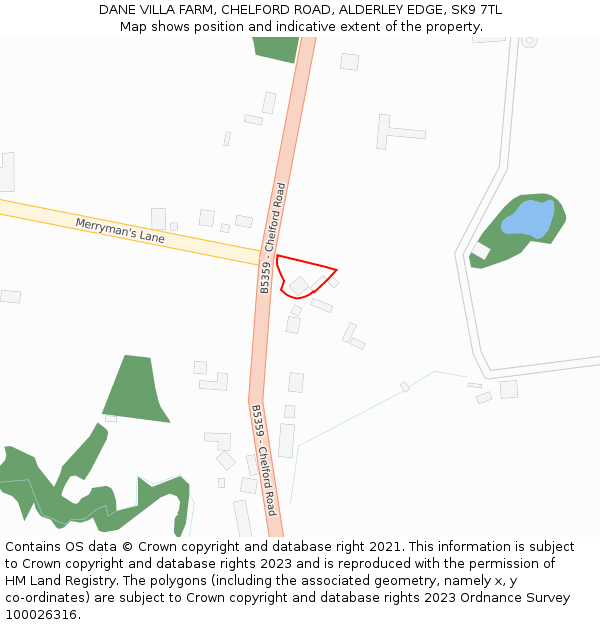 DANE VILLA FARM, CHELFORD ROAD, ALDERLEY EDGE, SK9 7TL: Location map and indicative extent of plot