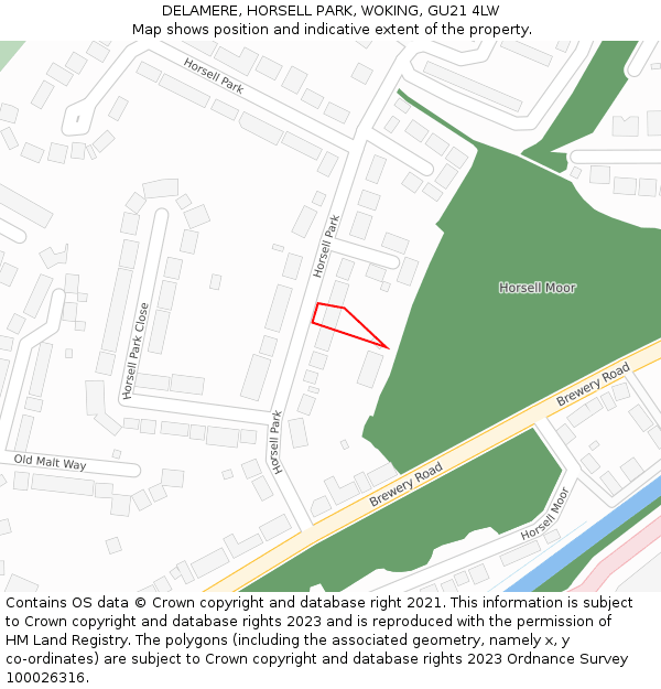 DELAMERE, HORSELL PARK, WOKING, GU21 4LW: Location map and indicative extent of plot