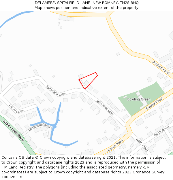 DELAMERE, SPITALFIELD LANE, NEW ROMNEY, TN28 8HQ: Location map and indicative extent of plot