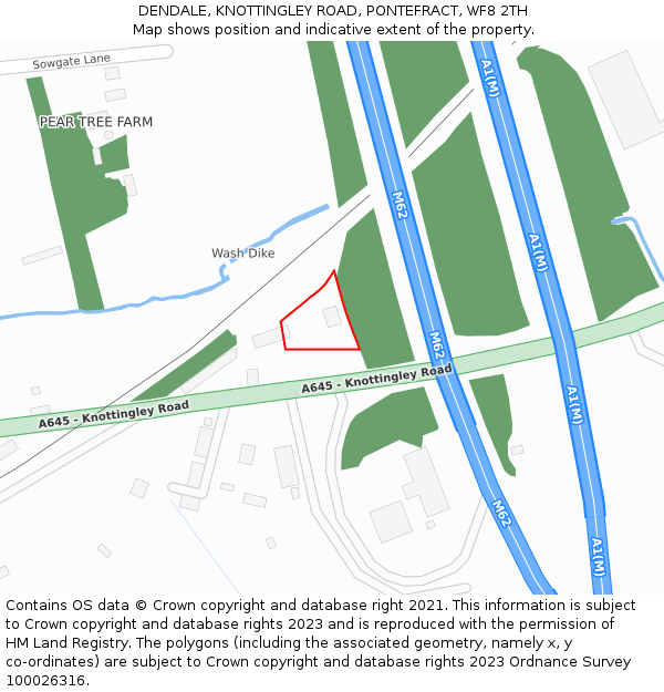 DENDALE, KNOTTINGLEY ROAD, PONTEFRACT, WF8 2TH: Location map and indicative extent of plot