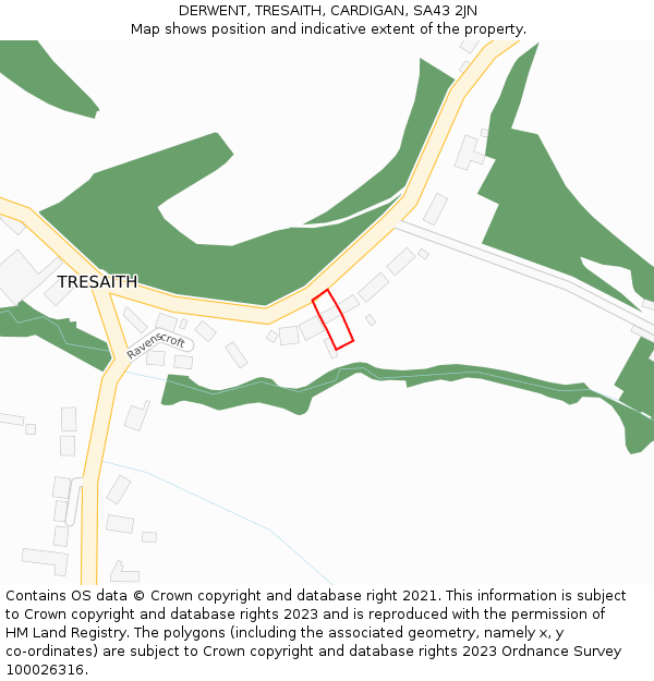 DERWENT, TRESAITH, CARDIGAN, SA43 2JN: Location map and indicative extent of plot