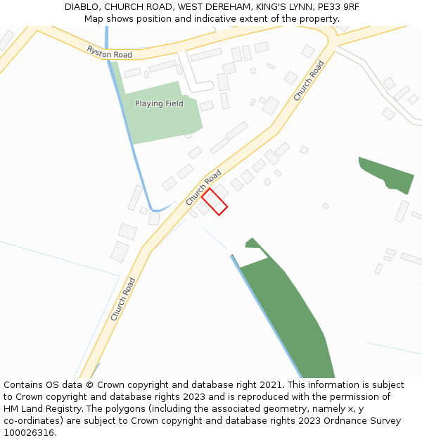 DIABLO, CHURCH ROAD, WEST DEREHAM, KING'S LYNN, PE33 9RF: Location map and indicative extent of plot